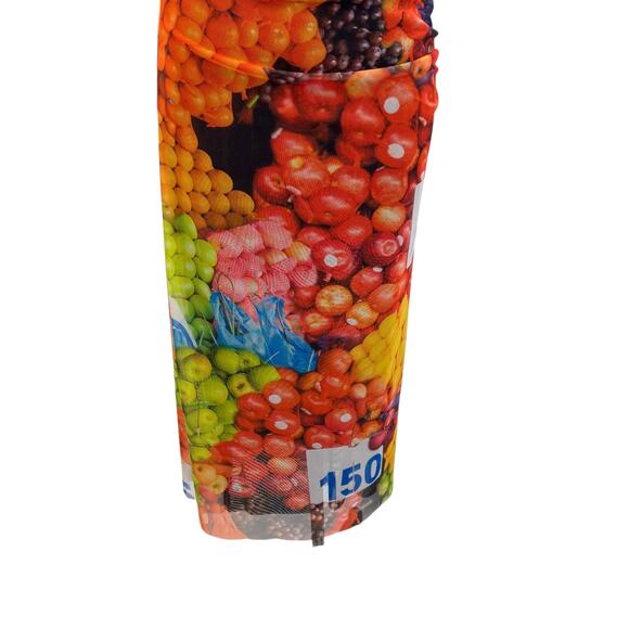 Zara Fruit Stand Strappy Maxi Dress Ruched Mesh Sleeveless Colorful Size Large - Picture 6 of 16